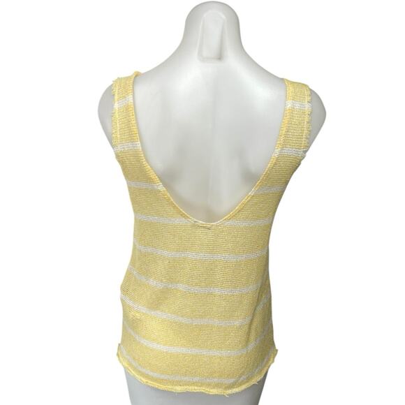 Zara Yellow White Striped Sleeveless Knit Scoop Neck Pullover Tank Top Size S - Picture 2 of 5